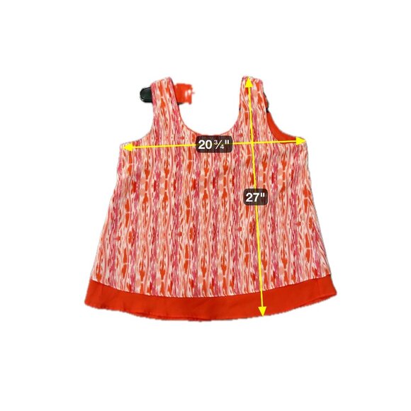 Claudia Richard Sleeveless Red Pink Ikat Print Chiffon Blouse Sz Large - Picture 8 of 11